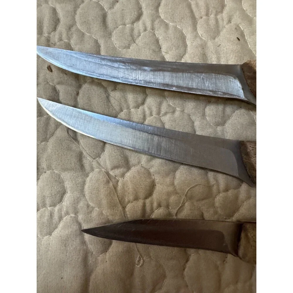 Vintage Chicago Cutlery 103S Paring Boning Knives Wood Handle USA Lot of 3